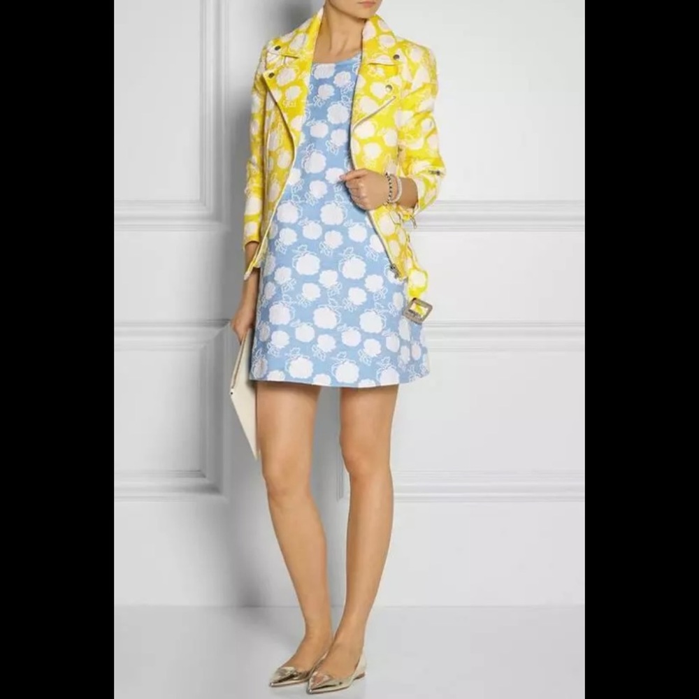 MSGM Size IT 42/US 8 Blue/White Floral Macrame Mini Shift Dress